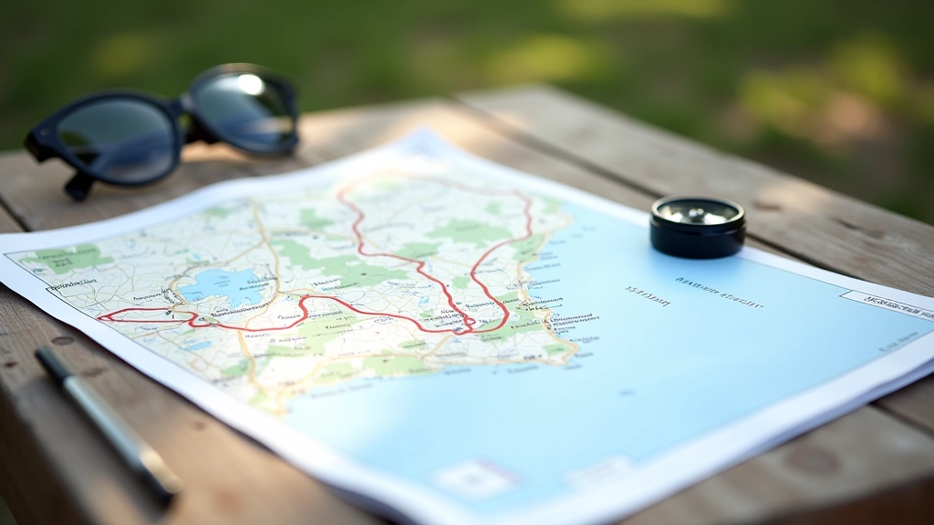 Drukowana mapa trasy rowerowej Sopot-Gdynia z zaznaczonymi punktami orientacyjnymi