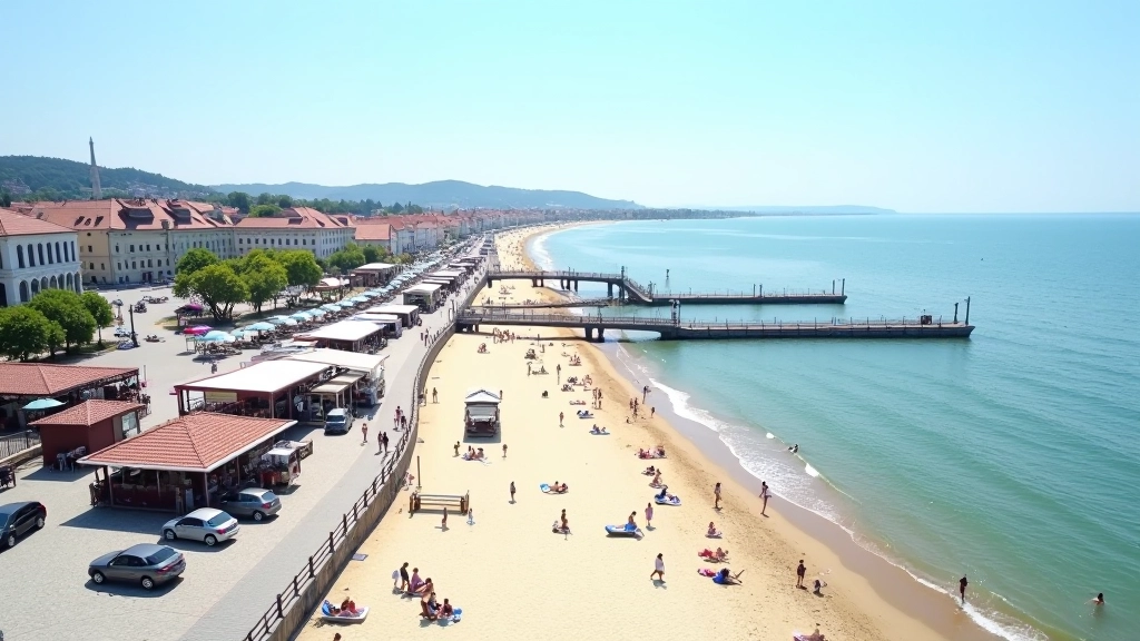 Widok na Molo w Sopocie z kawiarniami i restauracjami przy plaży